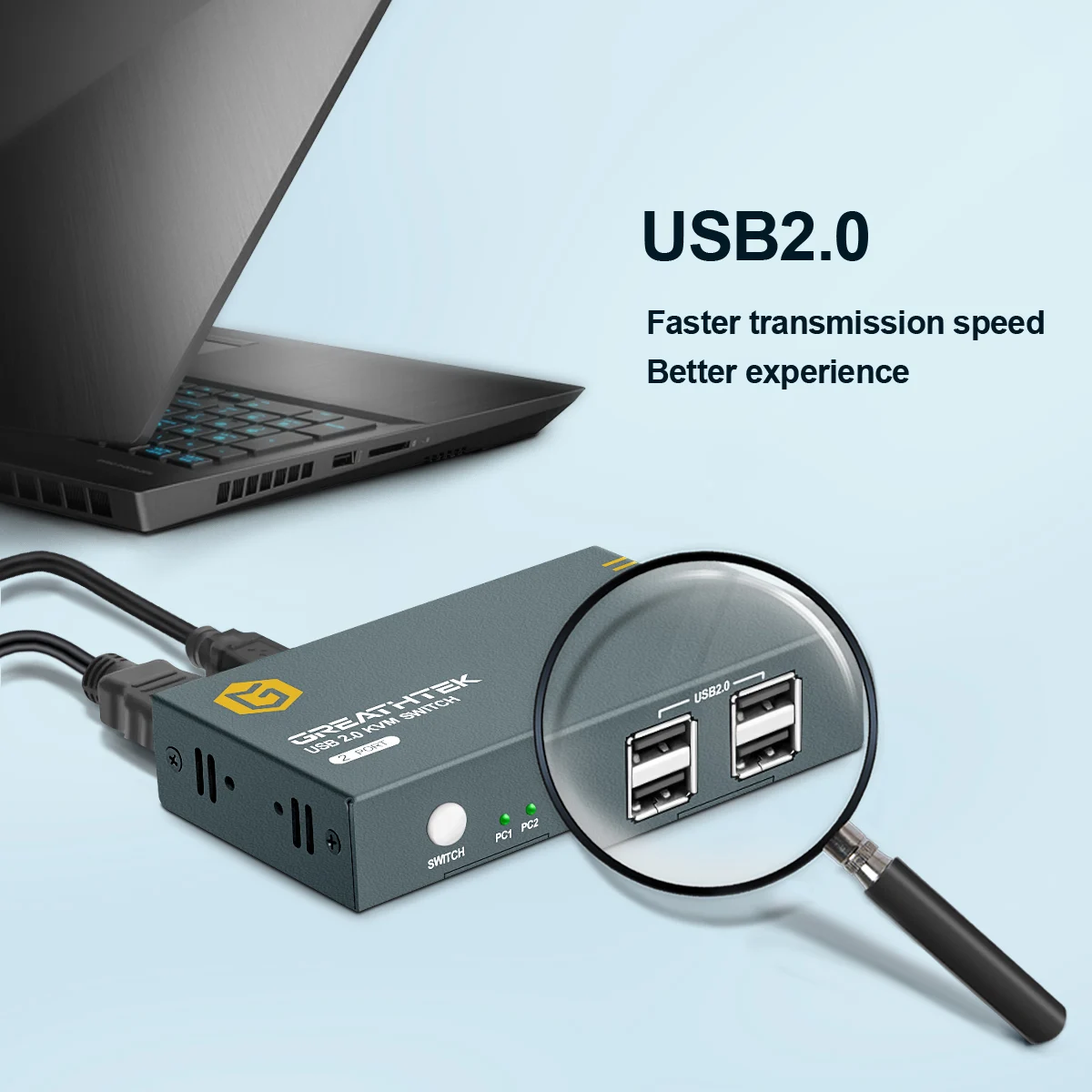 Hoom 2 In1 Out 4K  USB HDMI-compatible KVM Switch Box for 2 PC Sharing Keyboard Mouse Printer Video Display USB Swltch Splitter