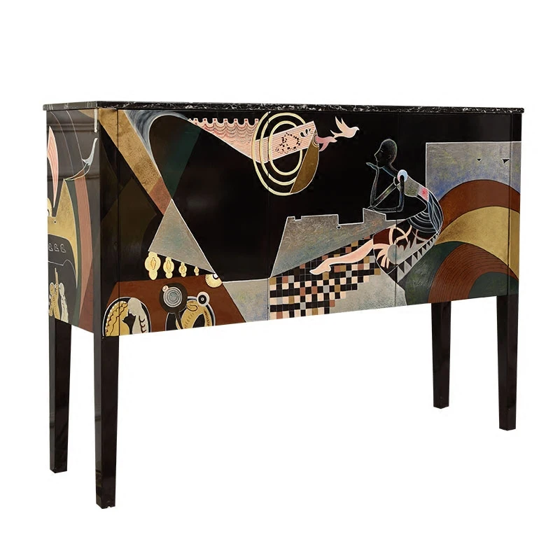 

Premium Marble & Solid Wood Set: Modern Door Light + Dining Cabinet + Entrance Divider + Living Room Back Cabinet