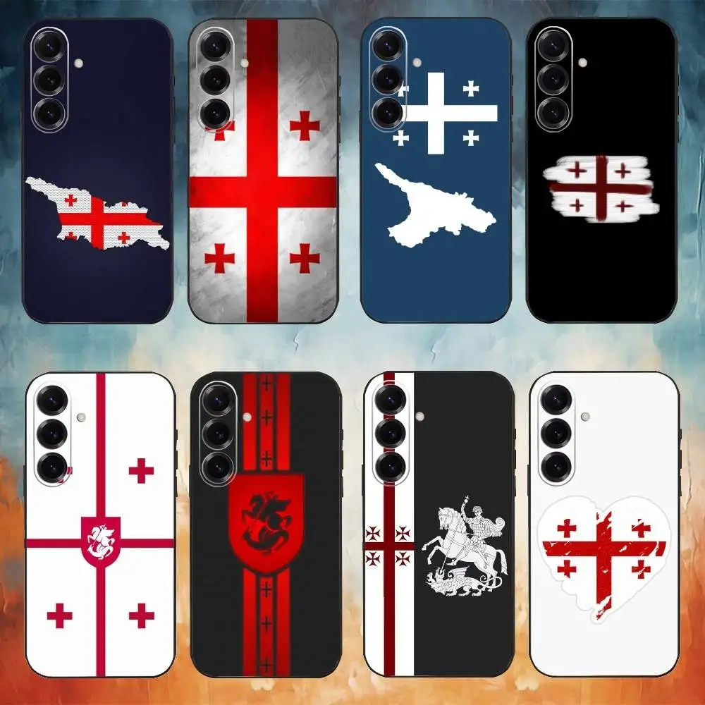 

Georgia Flag Phone Case For Samsung Galaxy A73,A72,A71,A70,A53,A52,A51,Others Soft Black Cover