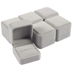6PCS Square Velvet Ring Box Rings Earrings Studs Storage Organizer Jewelry Gift Case Romantic Proposal Wedding Ring Box