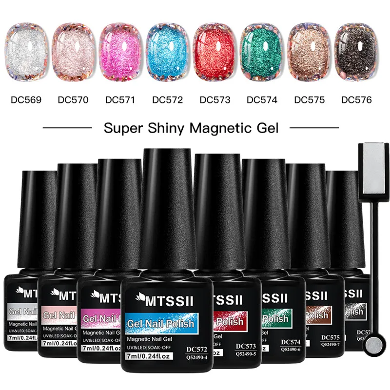 

7/9 шт., набор супер блестящих магнитных гель-лаков для ногтей с изображением кота, красный, зеленый, блестящий, полуперманентный, замачиваемый, УФ-гель-лак, рождественские принадлежности для ногтей