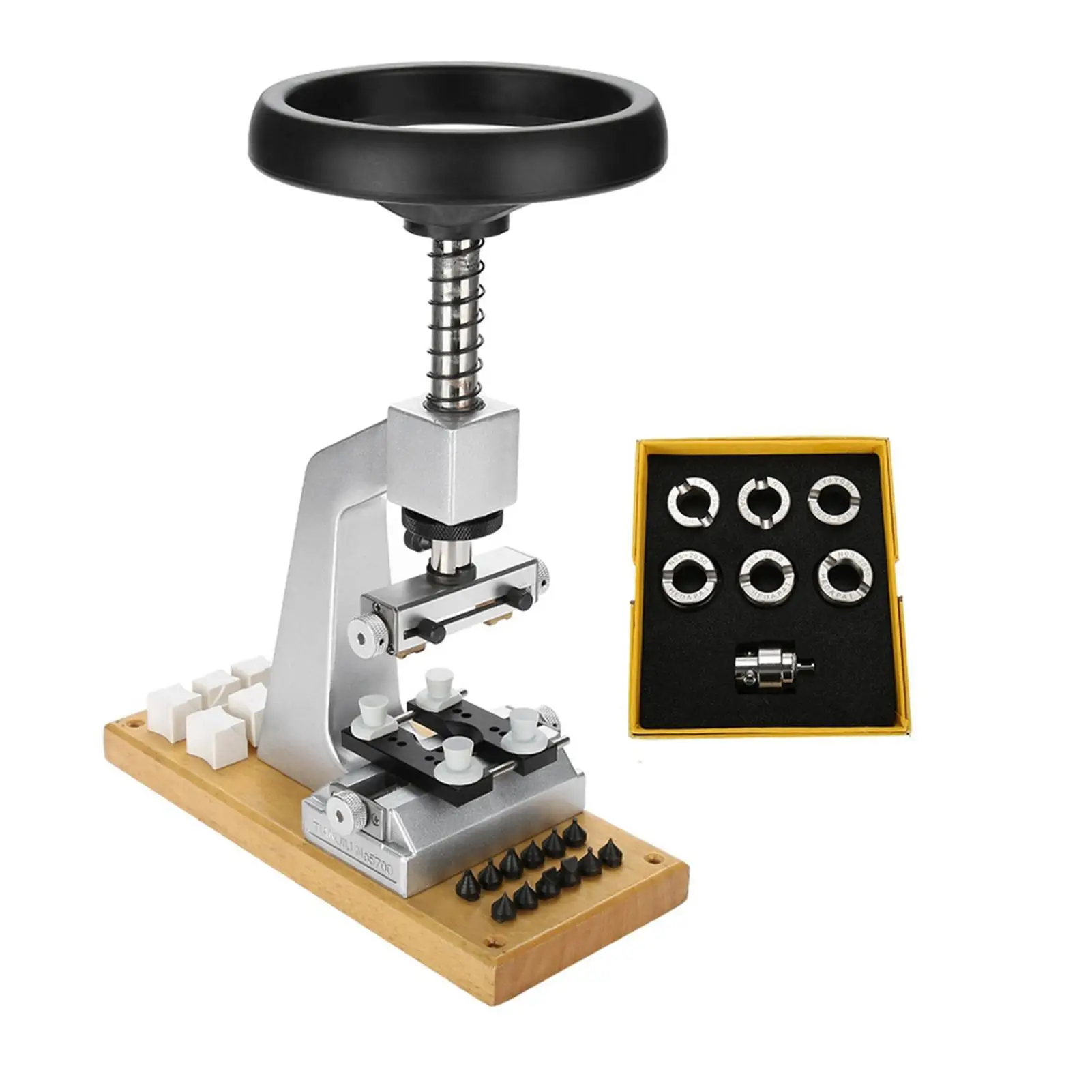 فتاحة علبة ساعة سطح المكتب 5700 مع 6 قوالب، ملحقات، إصلاح صانع الساعات، لصنع الساعات وفتحها