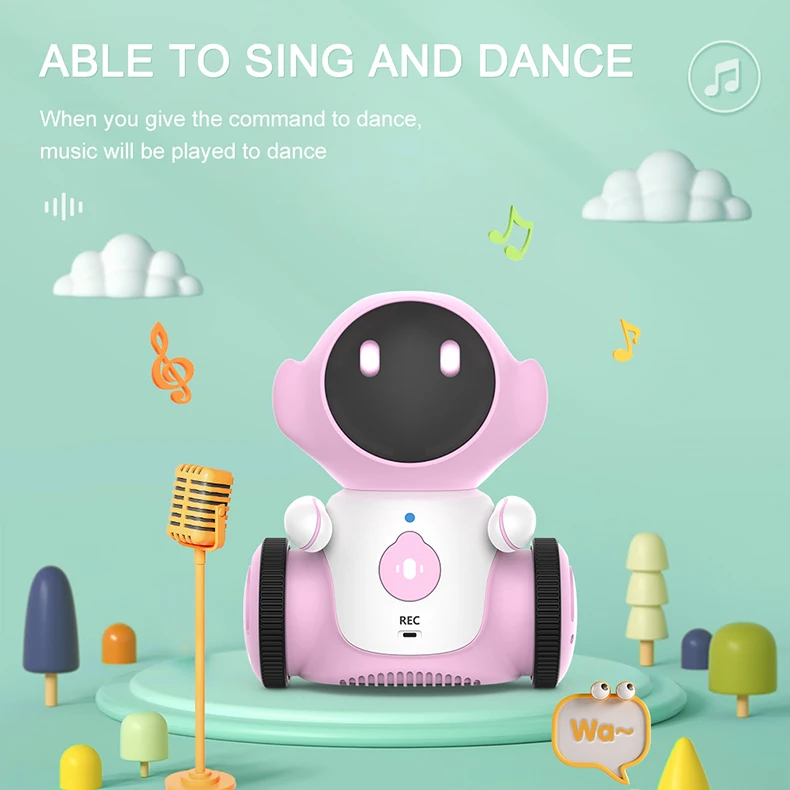 Robô Inteligente com Controle por Voz, Sensor de Toque, Cantando, Dança, Gravação, Repita, Inteligência, Smart Educational