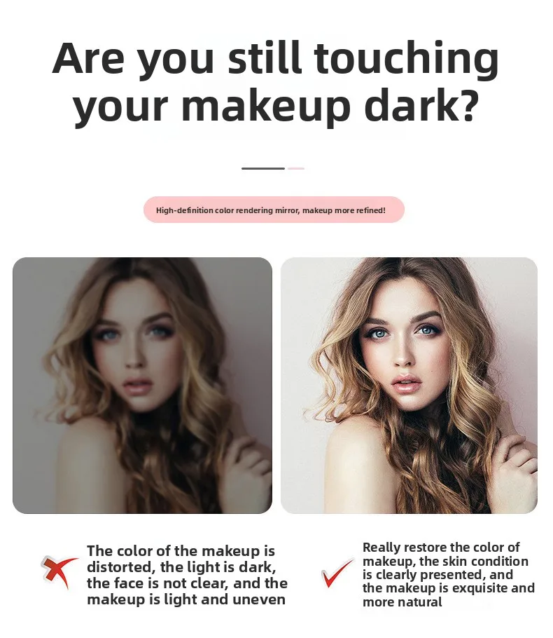 Specchio cosmetico ingranditore 10x con luci Touch Screen Illuminazione a LED Spogliatoio Lampada per trucco Ventosa inferiore Design portatile flessibile