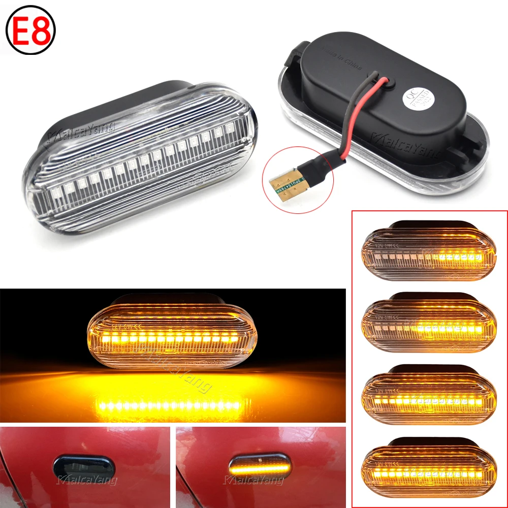 2pc Dynamic Led Turn Signals Side marker light Lamp for VW Volkswagen Bora Golf 3/4 Passat 3B Polo 6N Sharan Vento T5 SEAT Ibiza