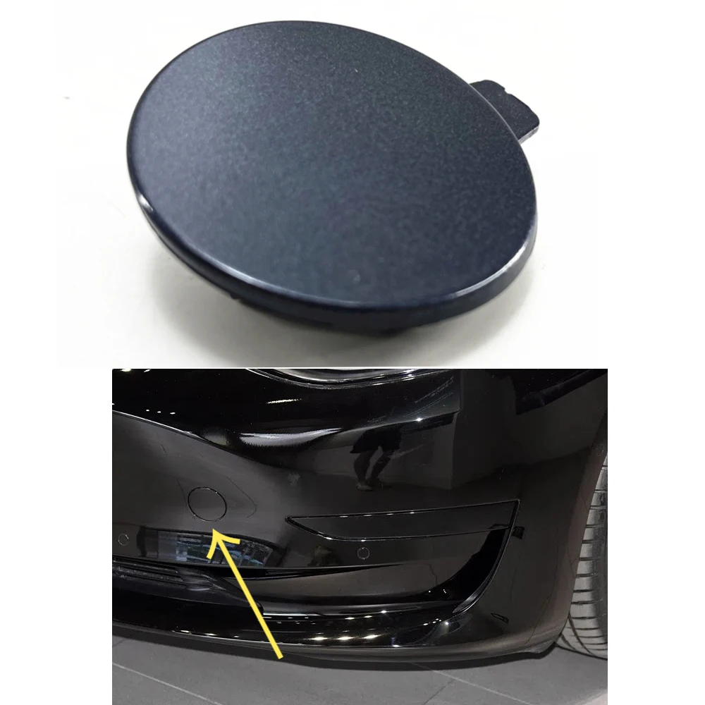 Front Bumper Tow Hook Cover Cap Car NEW Bumpers Parts Car Trailer Hauling Eye Lid Compatible For Tesla Model 3 2017-2022