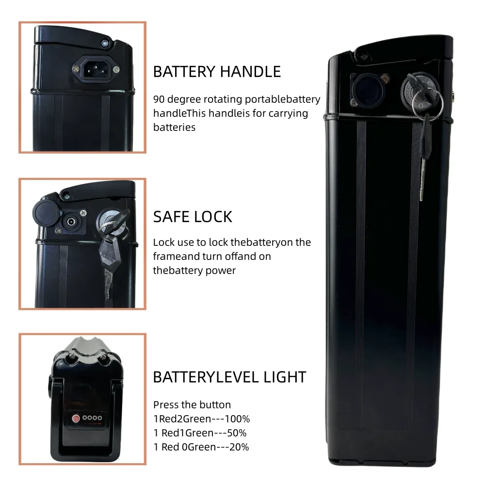 🔥 36V 10AH 15AH 20AH Lithium Silver Fish Batterie Akku for 350W 500W 750W 1000W Li-ion Battery Pack
