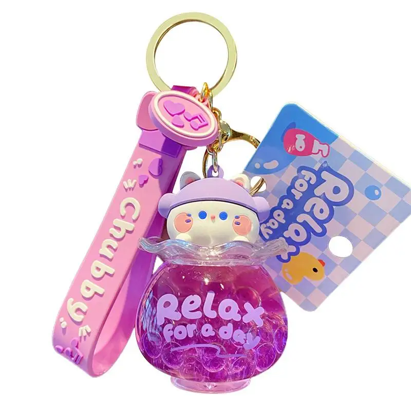 

Creative Simulation Mini Fish Tank Keychains Cute Acrylic Moving Liquid Quicksand Sequin Animal Keyring Women Bag Pendant Keyfob