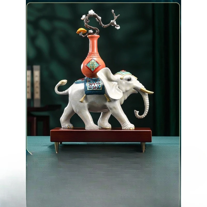 Elephant ornament pair home living room office wine cabinet