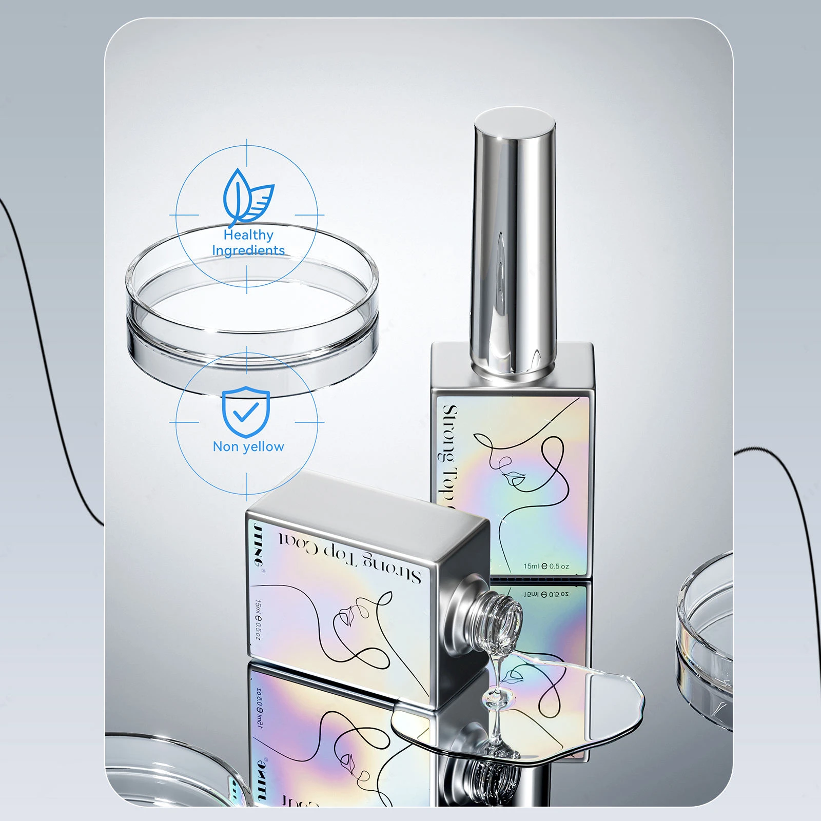 JTING 1 قطعة 15 مللي عالية المتانة غير الأصفر معطف فوقي قوي هلام طلاء الأظافر ارتداء مقاومة الحرة لا مسح لامعة الماس معطف فوقي هلام #4