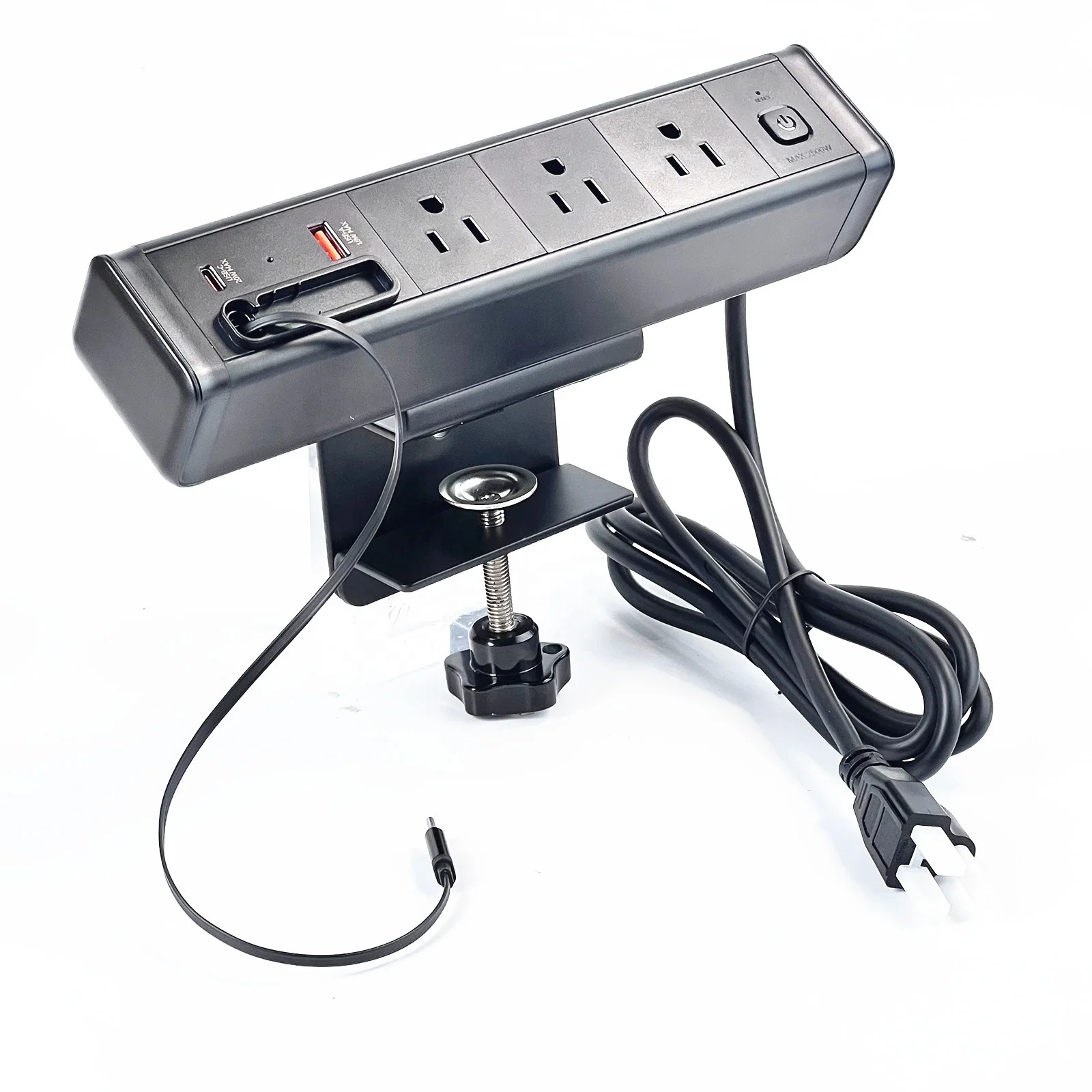 New US Power Outlet PD20W USBA+USB-C Clamp Mounted Desk Power Strip Socket Outlet with Retractable Cable for Office Home - Image 5