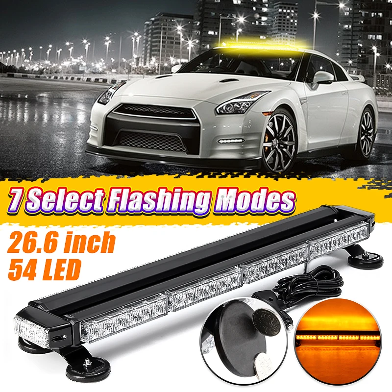 

54 Led Traffic Signal Emergency Warning Flashing Light Police Vehicle Car Strobe Lights Auto Roof Top Flash Lamp Bar 67.5 cm