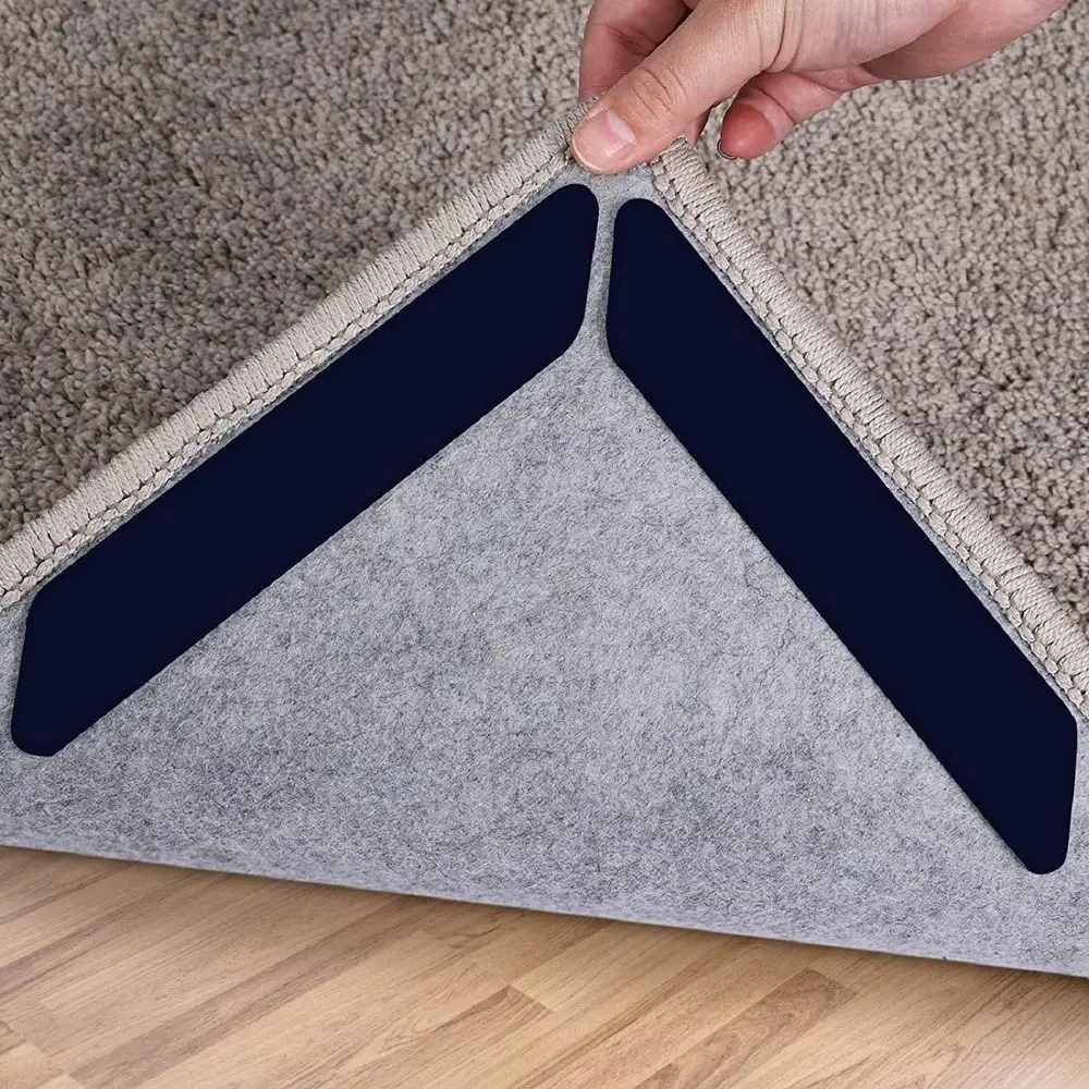 16 Pcs Rug Tape, Dual Sided Washable Removable Prevent Curling Rug Holder, Keep Rug in Place Non Slip Adhesive Rug Stopper or Ha