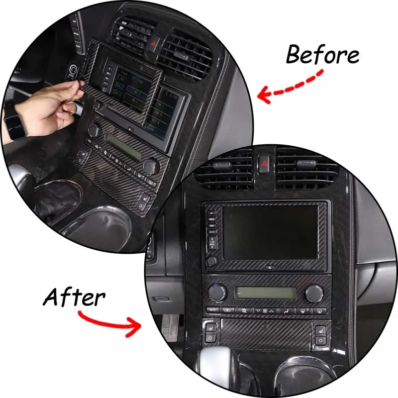 

5Pcs Real Carbon Fiber For Chevrolet Corvette C6 2005-2013 Car Central Control Navigation Screen Panel Decorative Frame