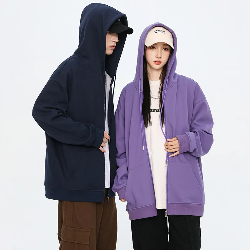 

Couple Autumn Cardigan Sweater Hooded Heavy Duty Coat Top hoodies men clothing