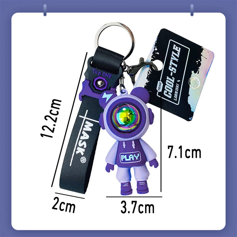 Creative Cartoon Bear Pink Purple Keychain Shaped Pendant Car Key Backpack Pendant Exquisite Small Gifts Cool and Fashionable