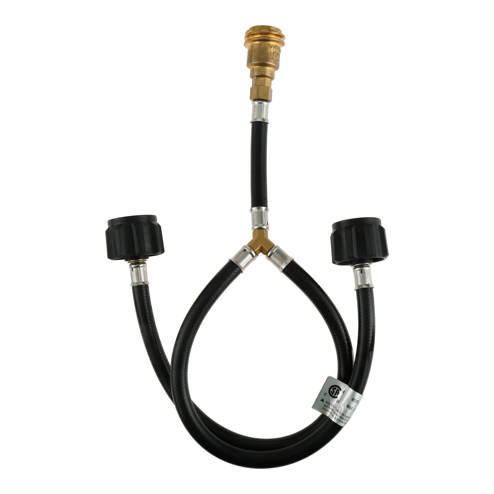 1set Propane Y Splitter 2-Way Hose Converter Pipe with Gauge Universal Qcc1/Type1 Inlet & POL/QCC1 Exit  Connect Tank Grill