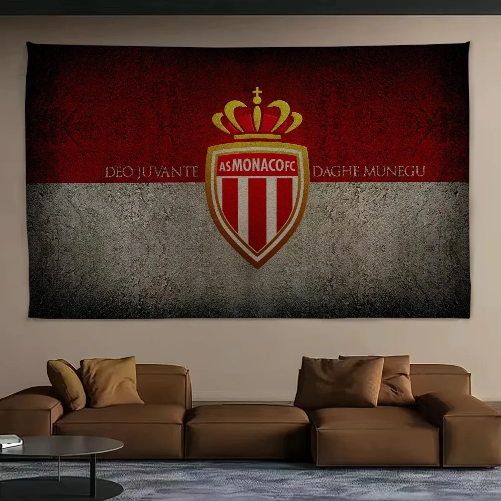 Football Club A-AS Monaco FC Wandteppich, Hintergrund-Hängetuch, Schlafzimmer-Dekoration, ästhetischer Wandteppich, Wanddekoration für Partys
