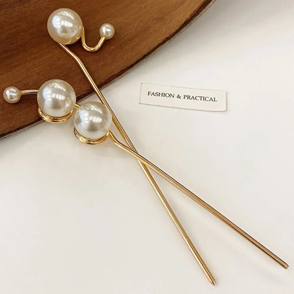 Temperament Elegant Hair Fork Alloy Gift Wedding Women Hair Accessories Pearl Hair Stick Korean Hairpin Hairstyle Design Tool