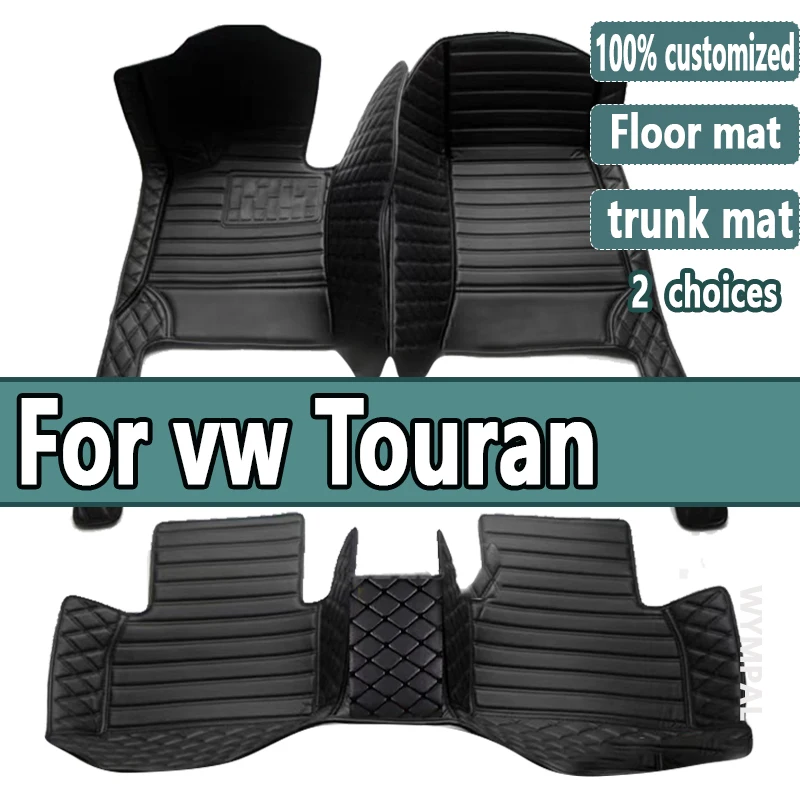 Alfombrillas de cuero para coche vw Touran 2015, 2014, 2013, 2012, 2011, 2009, 2008, 2007, 2006, alfombras, almohadillas, accesorios de piezas interiores