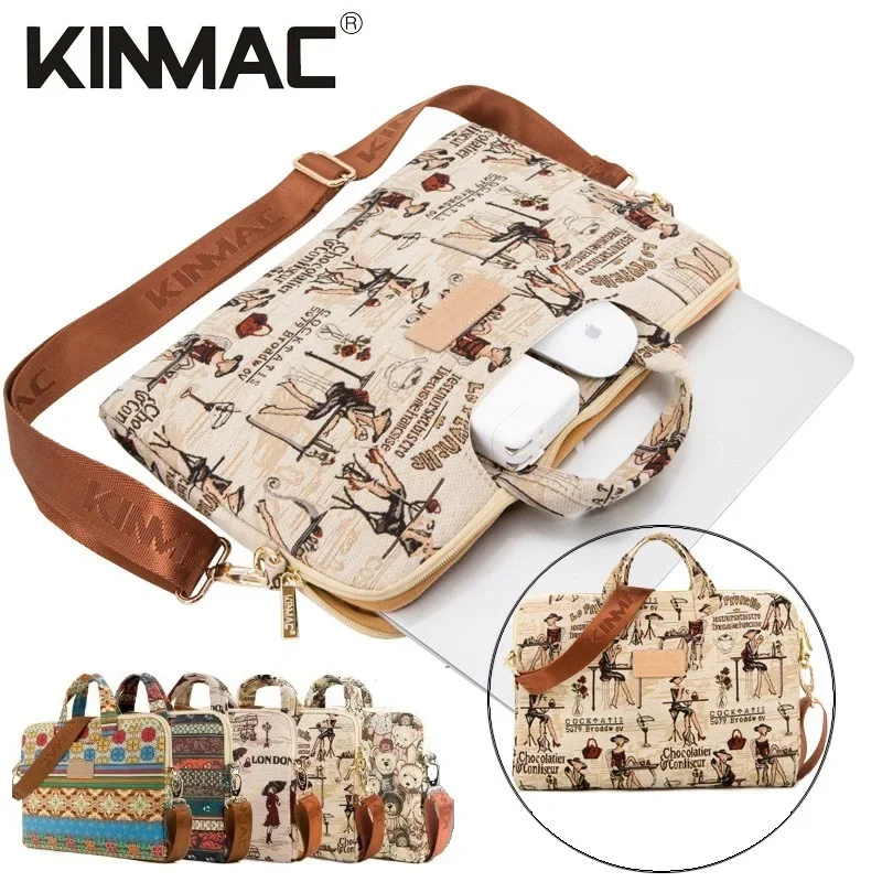 Afbeelding 4: Kinmac Merk Messenger Handtas Laptoptas 13,14,15.4,15.6,16 Inch Man Dame Vrouwen Case Voor MacBook Air Pro Notebook computer PC