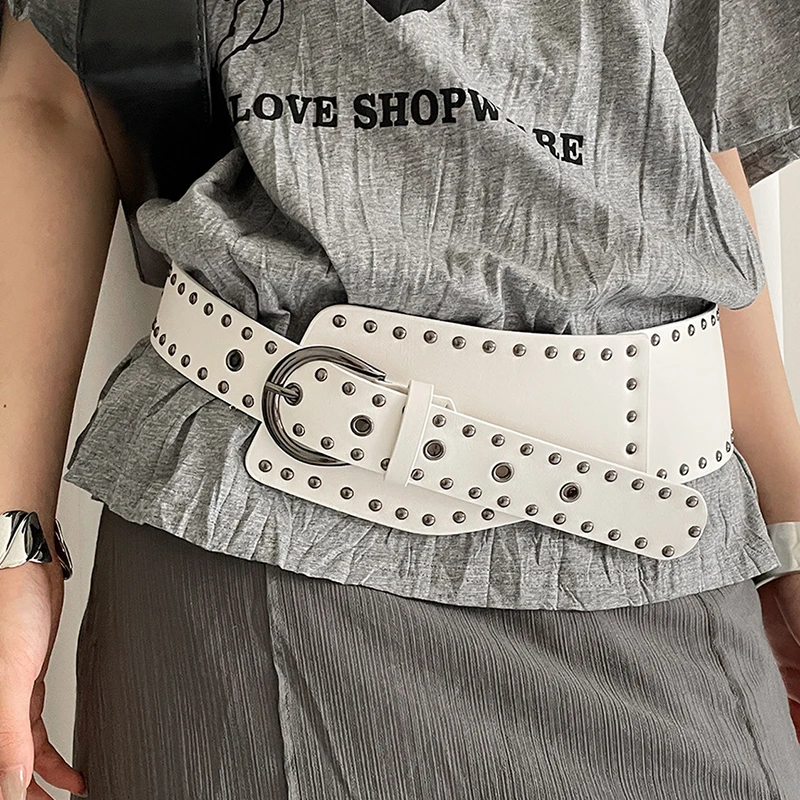 

Women's Wide Waist Seal Fashion Waist Cover Irregular Rivet Wide Waistband Dress Coat Decoration Corset Belts for Women Ladies