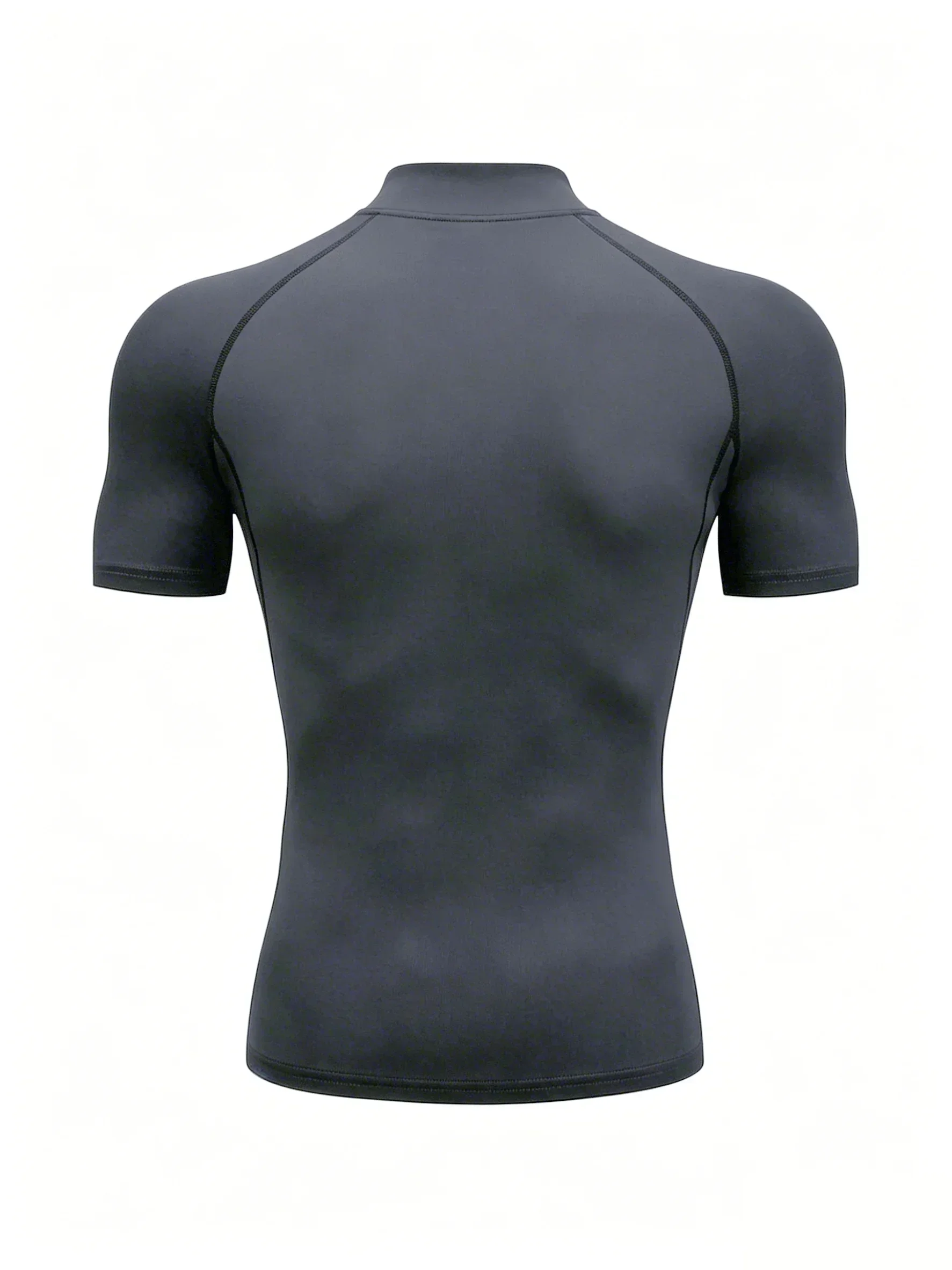 Herren Schnelltrocknende Sportshirts mit Stehkragen und Kurzen Ärmeln, Atmungsaktive Baselayer für Fitness, Laufen, Training und Sport – Detail 7