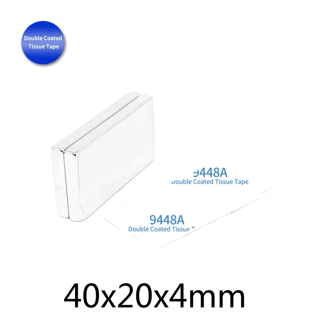 1/2/5/10/15/20PCS 40x20x4mm Block Powerful Strong Magnetic Magnet 40x20x4 Permanent NdFeB Magnet With 3M Self - Adhesive 40*20*4