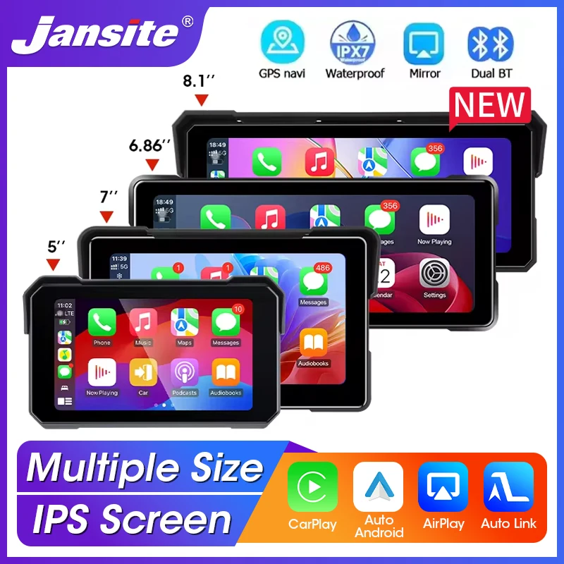 For Motorcycle Display Screen Carplay Moto Navigation Portable Digital Dashboard Motobike Android Auto Waterproof BT Monitor