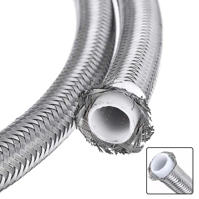 

ID:4mm PTFE Fuel Hose Stainless Steel Braid Brake Oil Hose Pipe Racing Fireproof E85 2M