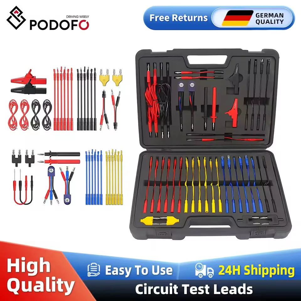 Podofo nouveau 92 pièces ensemble complet multimètre Test plomb Kits ensemble essentiel automobile connecteurs électroniques câbles outil à main testeur