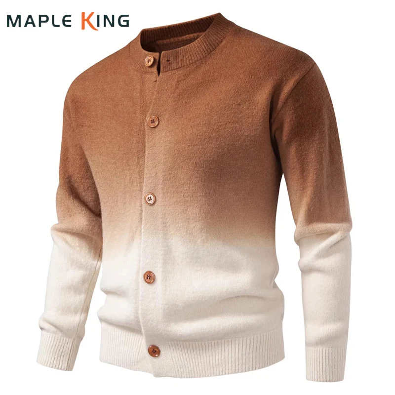 

Man Cardigan Luxury Gradient Color Knit Sweater 2026 New Spring Warm Ropa Hombre Elegante Warm Business Social Man Dress Sweater