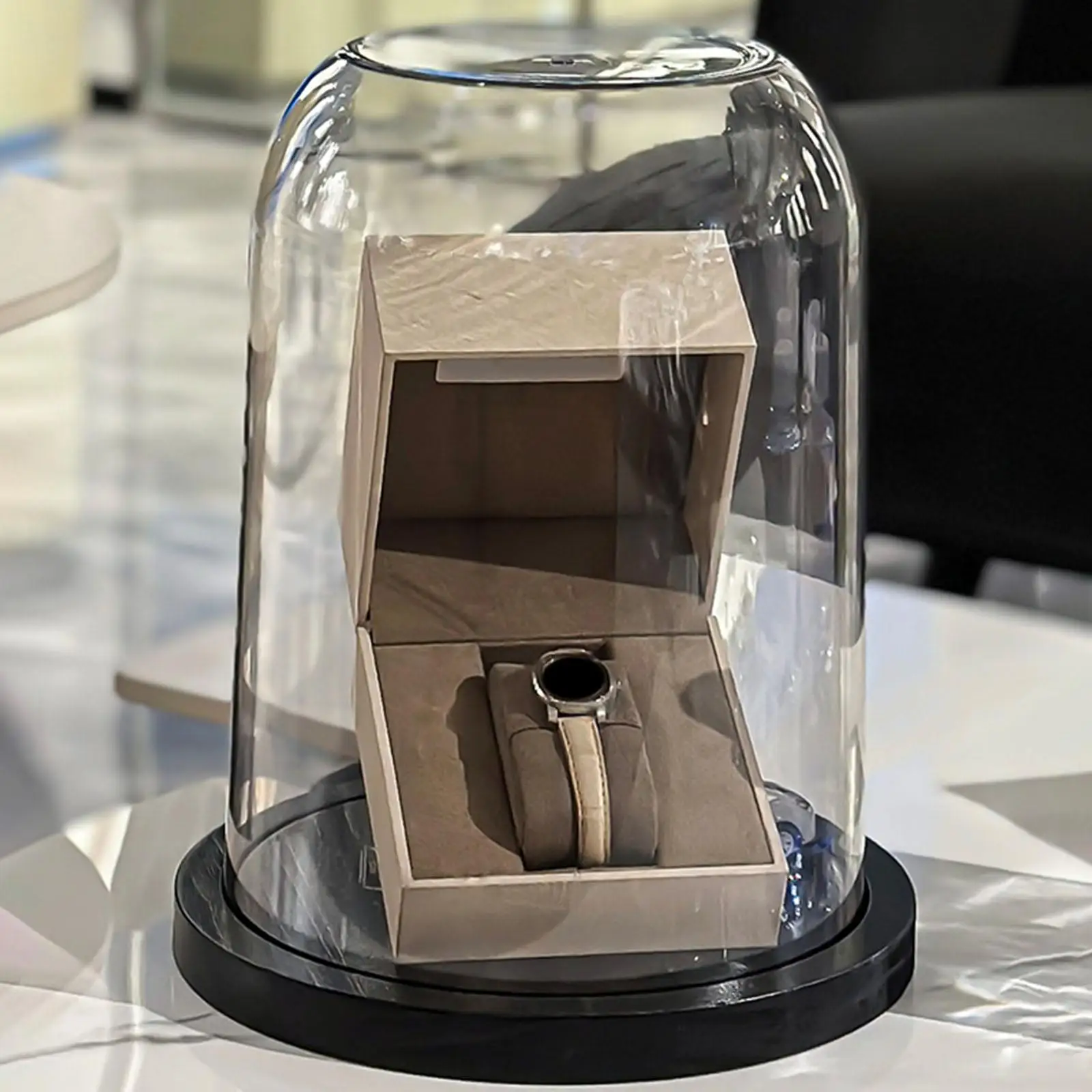 Clear Cloche Dome Display Wooden Base for Decoration Room Accessories and Aesthetic Room Decoration