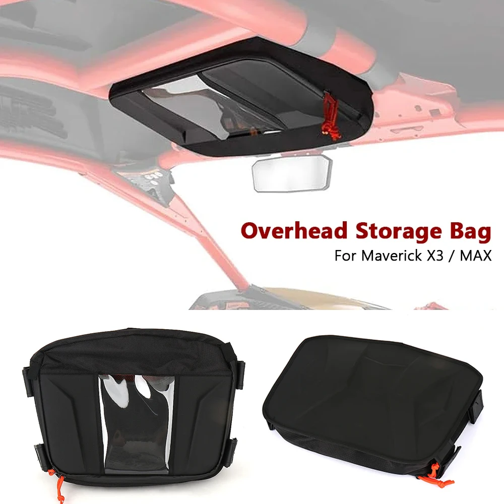

For Can-Am Maverick X3 MAVERICK X3 MAX New Overhead Storage Bag Center Roof Top Map Bag Tool Organizer Bag UTV Roof Bag Black