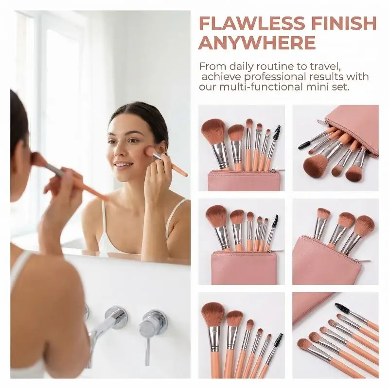 Conjunto de 8 Pincéis de Maquiagem, Pincel para Sombra, Iluminador, Pincel para Base, Ferramentas de Beleza