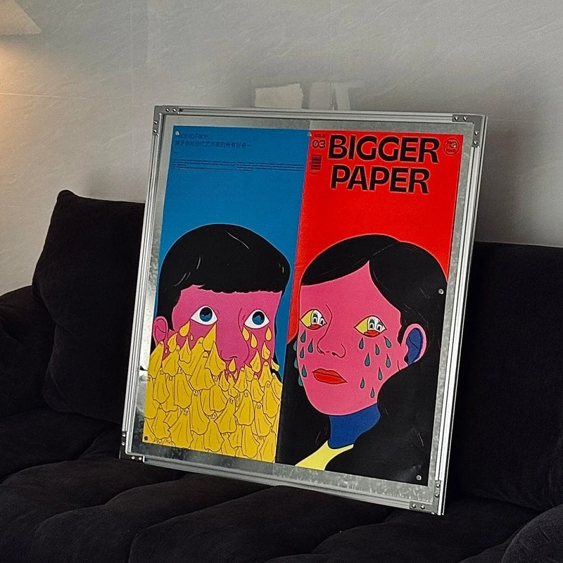 

Aluminum profile magnetic suction square frame easel rack, floor-to-ceiling living room storage rack