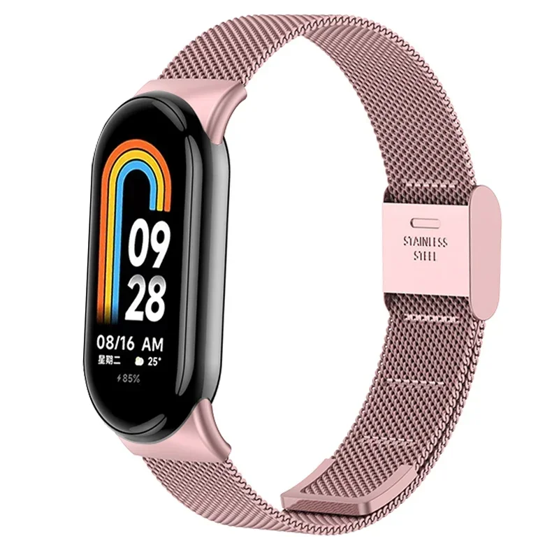 Correa de Metal de acero inoxidable para Xiaomi Mi Band 8, pulsera inteligente, accesorios de repuesto, reloj inteligente