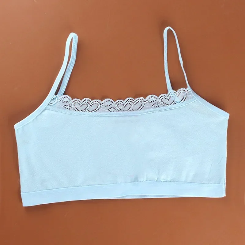 3Pcs Young Girls Lace Puberty Teenage Soft Cotton Underwear Training Bra Crop Top 8-14years Kids Underwear Lace Bra for Girls