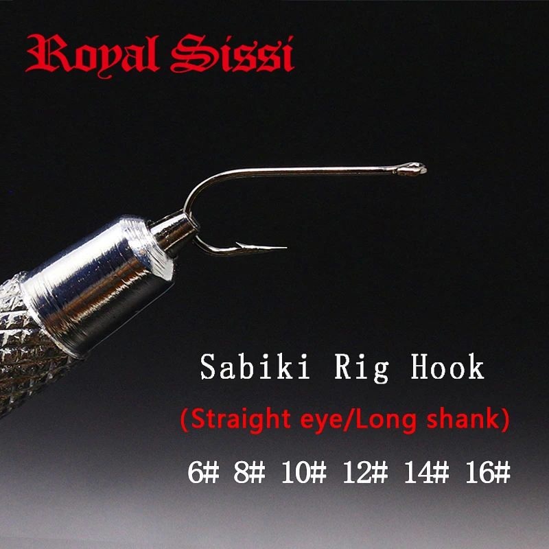 Royal Sissi 60pcs mixed sizes straight eyed Sabiki Rig Hooks long shank trolling fly hook small saltwater freshwater lure hooks