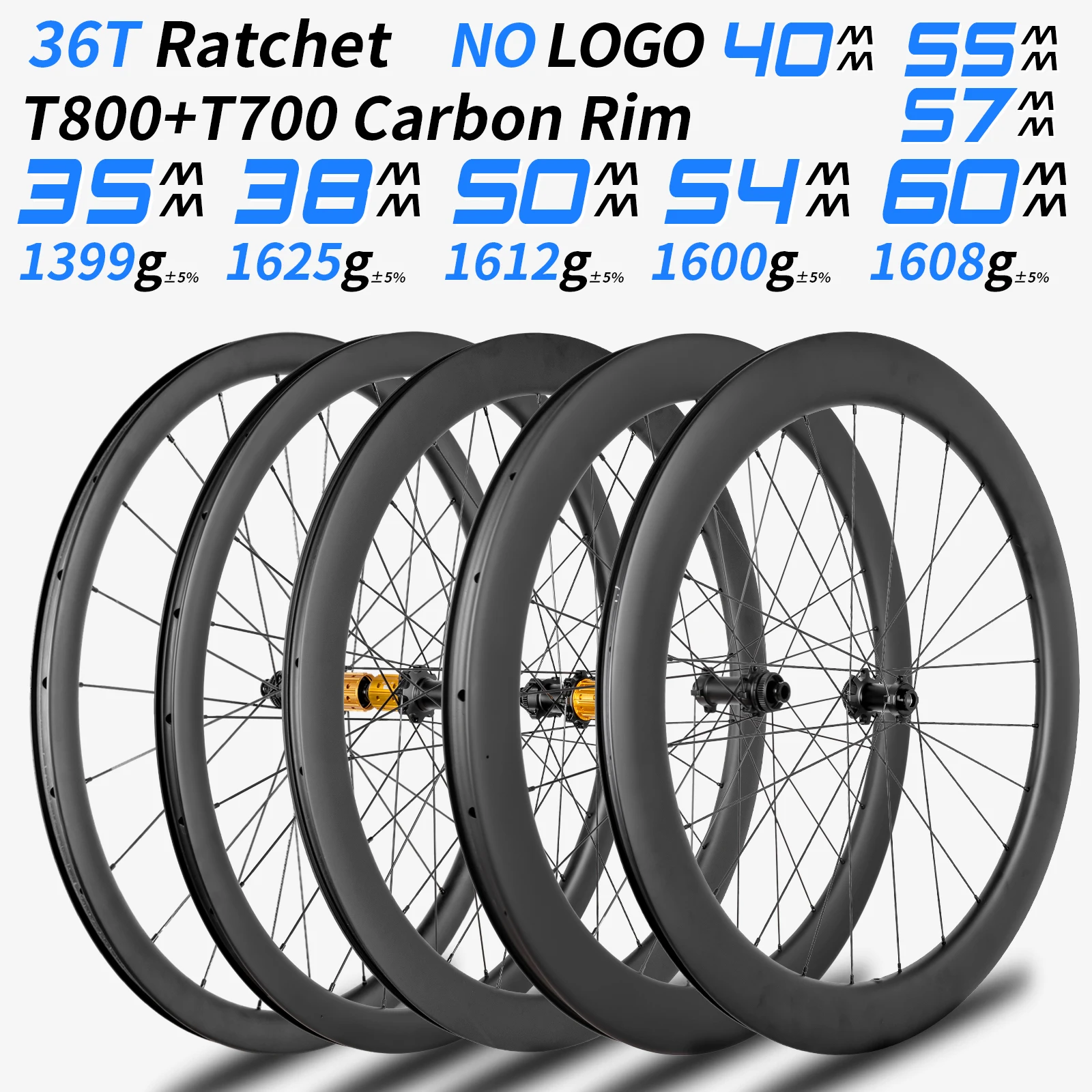 AliExpress NONE 35 38 40 50/54/60mm 700C Road Gravel Wheelset Ruedas 700C Carretera 36T Ratchet Disc Brake 100x12 142x12 Unbranded Carbon Wheels
