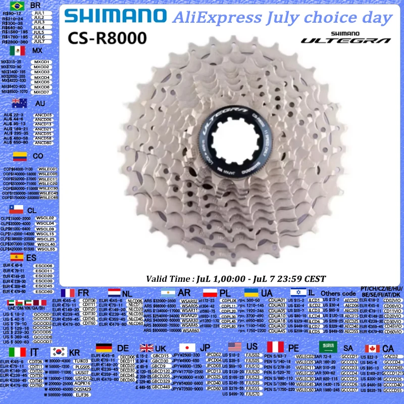 Shimano Ultegra R8000 105 R7000 11 velocidades bicicleta de carretera Cassette CS-R8000 11-25t 11-28t 11-30t 11-32t 11-34t 12-25t K7