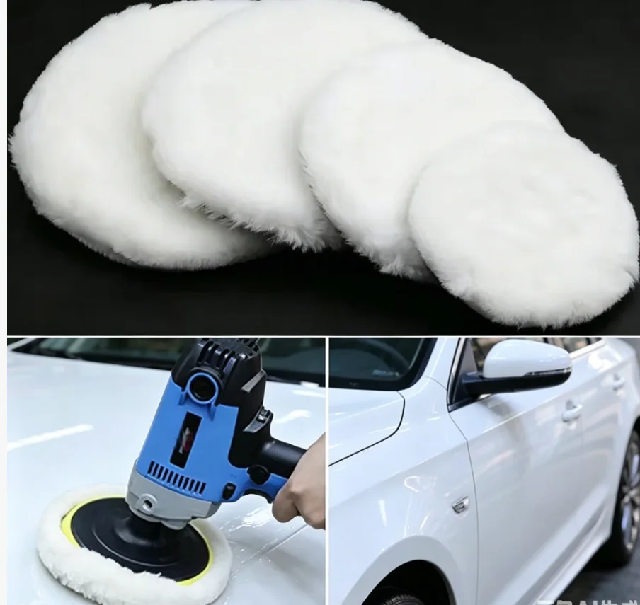 5Pcs Wool Car Polishing Pad Set For Polisher Machine Waxing Polishing Buffing Auto Paint Care Polisher Pads 3/4/5/6/7 Inch