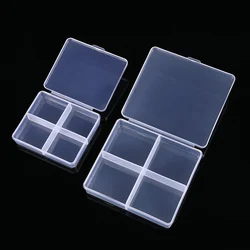 Portable Transparent Storage Box 4 Grids Plastic Clear Organizer Container With Cover For Jewelry Earrings Screw Nails Parts