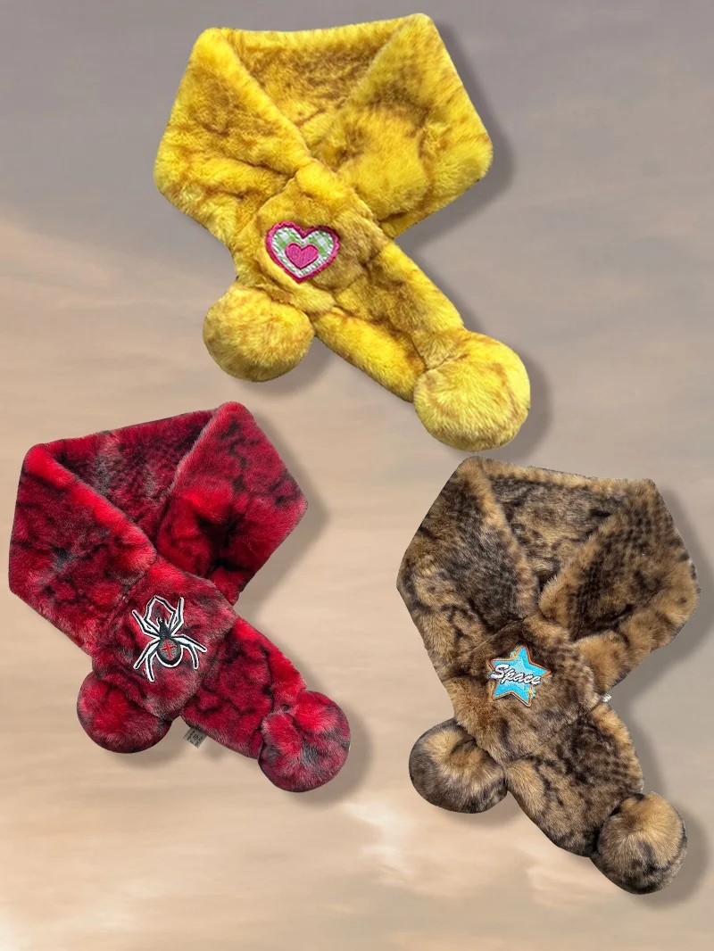 Cute Patchwork Leopard Print Y2K Millennium Sexy Harajuku Girl Soft Comfortable Plush Warm Scarf Scarf Rectangle Unisex Winter