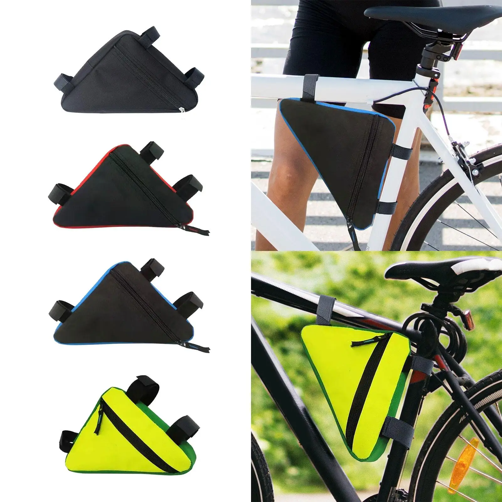 Borsa a triangolo per bicicletta borsa per telaio per bicicletta borsa per attrezzi di grande capacità in tessuto Oxford cinghia per custodia su confezione da ciclismo per bici da strada