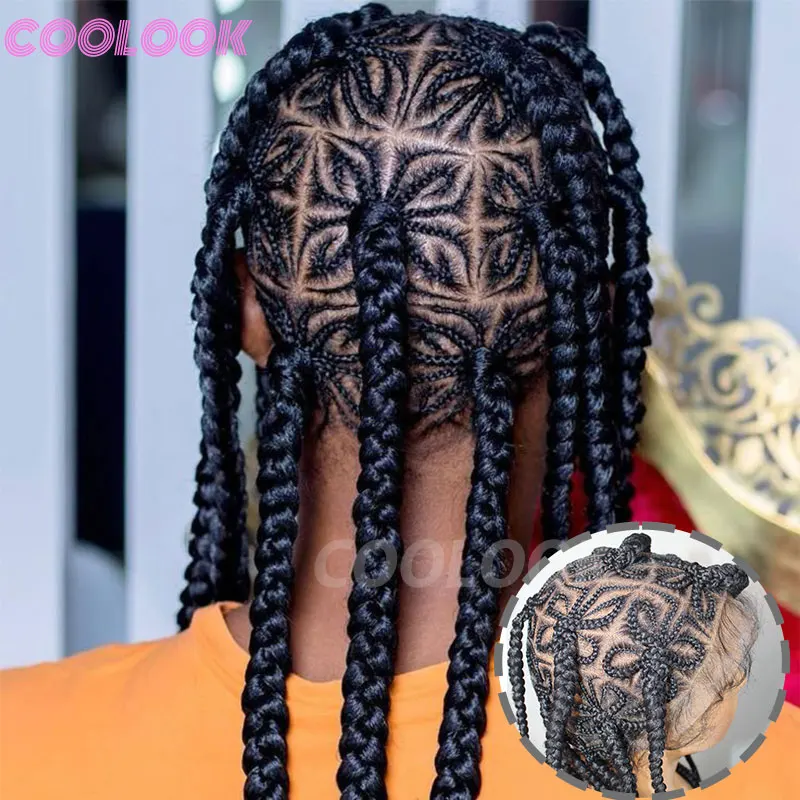 

Синтетический 36-дюймовый Jumbo Braid Wig Butterfly Shape Braids Wigs Full Lace Front Wig Faux Locs Cornrow Плетеные парики для чернокожих женщин