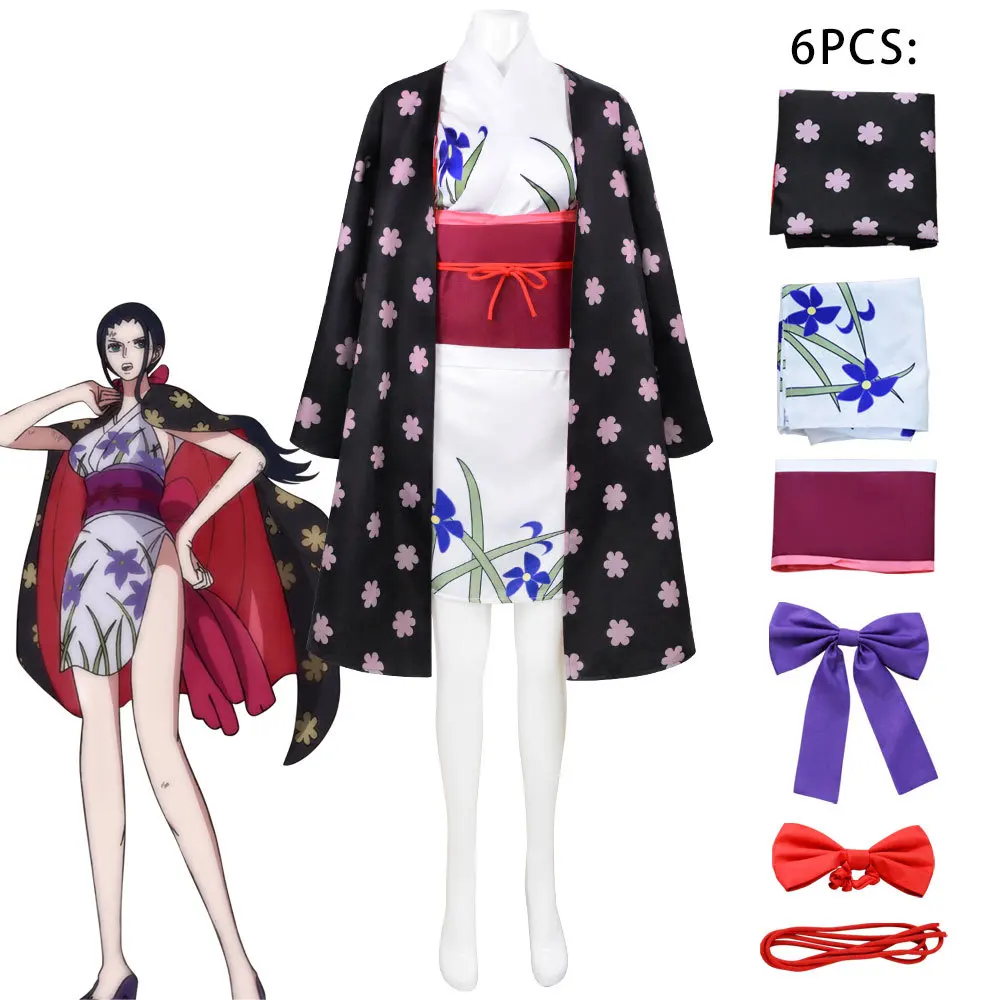 Disfraz de Halloween de Nico Robin, Kimono de una pieza, Wano Country, Miss. All Sunday, Accesorios para la cabeza, Wafuku, Anime