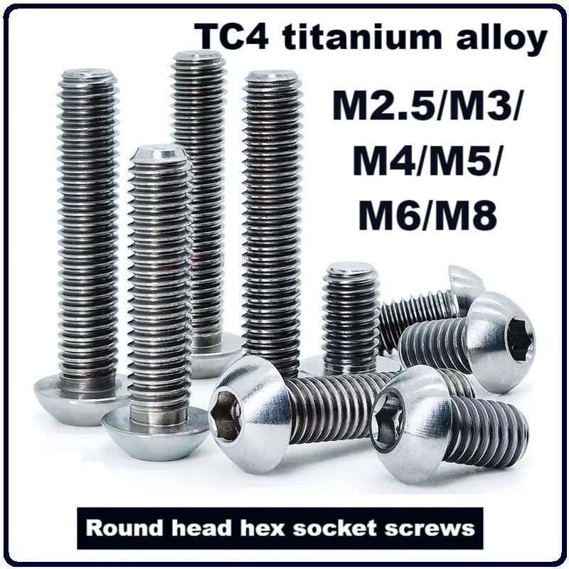 Guangluo Tc4 Alloy Round Hex Socket Screws, Bolt M2.5/m3/m4/m5/m6/m8, Length 8/10/12/16/20/25/30/35/40mm, Gr5 Magnetic Scre