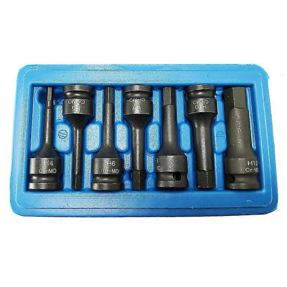 7 Pcs Impact Socket Set 3/8 Inch Drive, Chrome Molybdenum Steel Hex Allen Bits, Metric Socket Adapter Kit