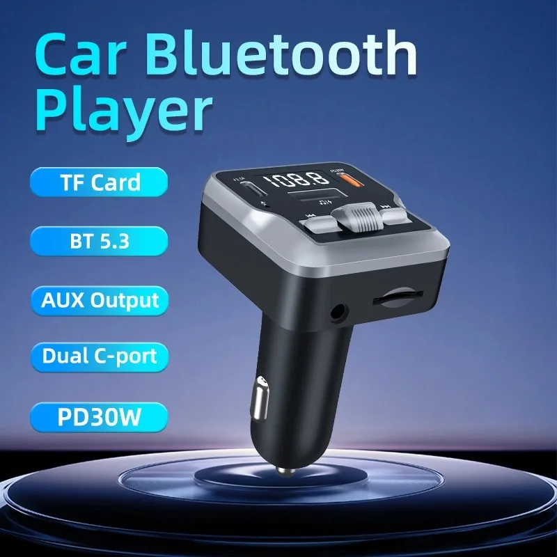 Bluetooth FM Transmitter Car kit Handfree Dual USB Car Charger Support U disk TF Card AUX MP3 Music Player, C66 with Remote